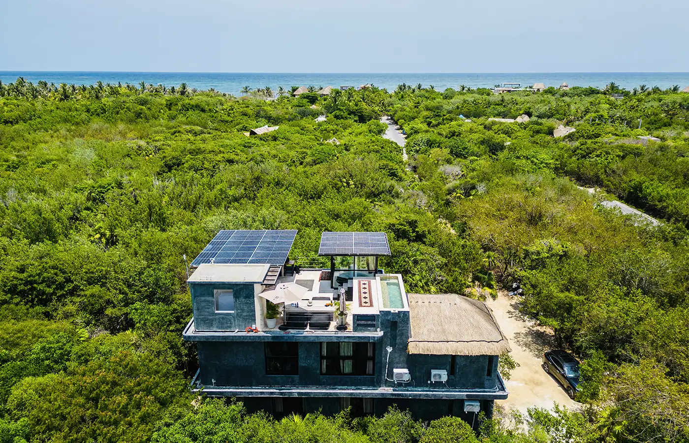 Arial overview of the Tulum house.